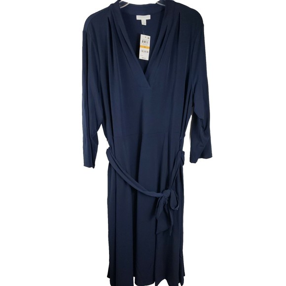 Charter Club Dresses & Skirts - Charter Club Women's 3X Blue stretch Dress 3/4 sleeve NEW belted